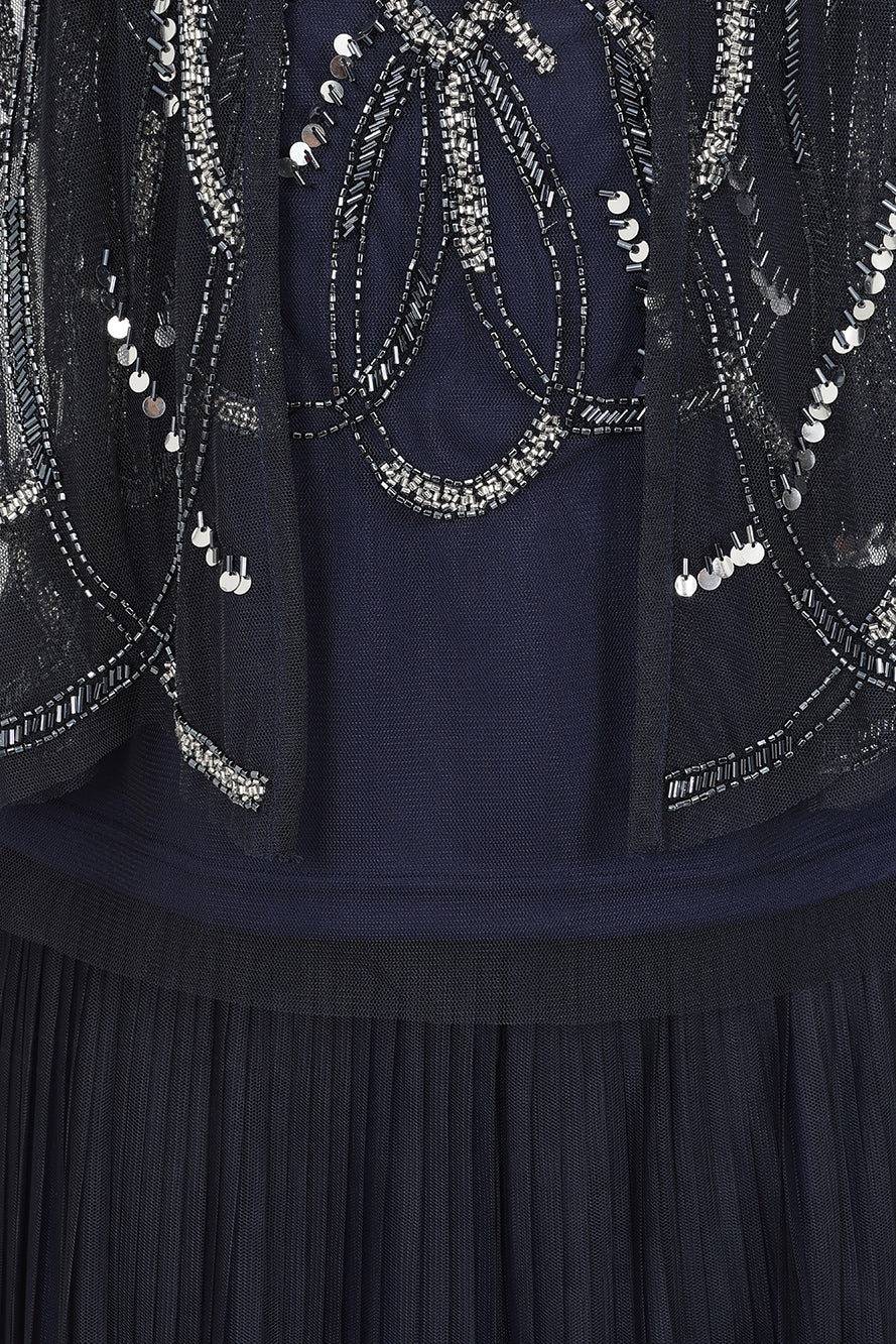 Anika Navy Embellished Three Piece Set