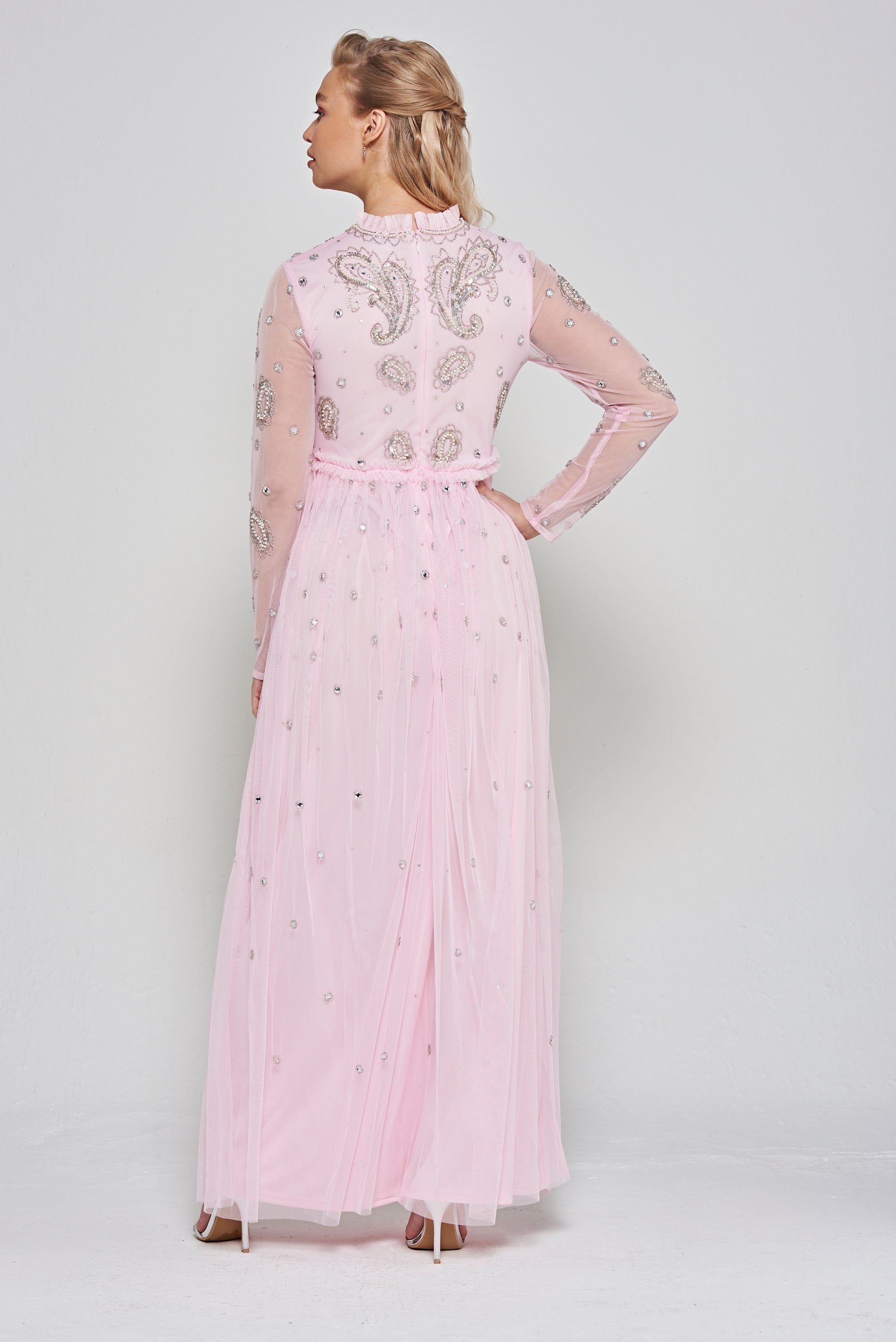 Anita Blush Pink Embellished Maxi Dress