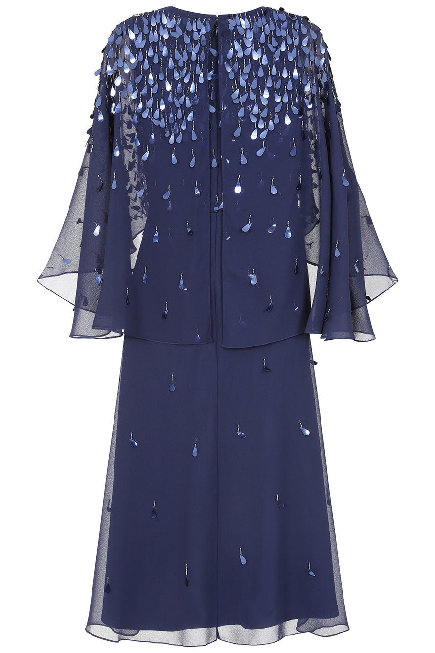 Annette Navy Embellished Midi Dress