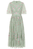 Anthea Green Floral Embroidered Midi Dress