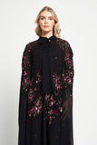 Anya Black Embellished Cape Sleeve Maxi Dress