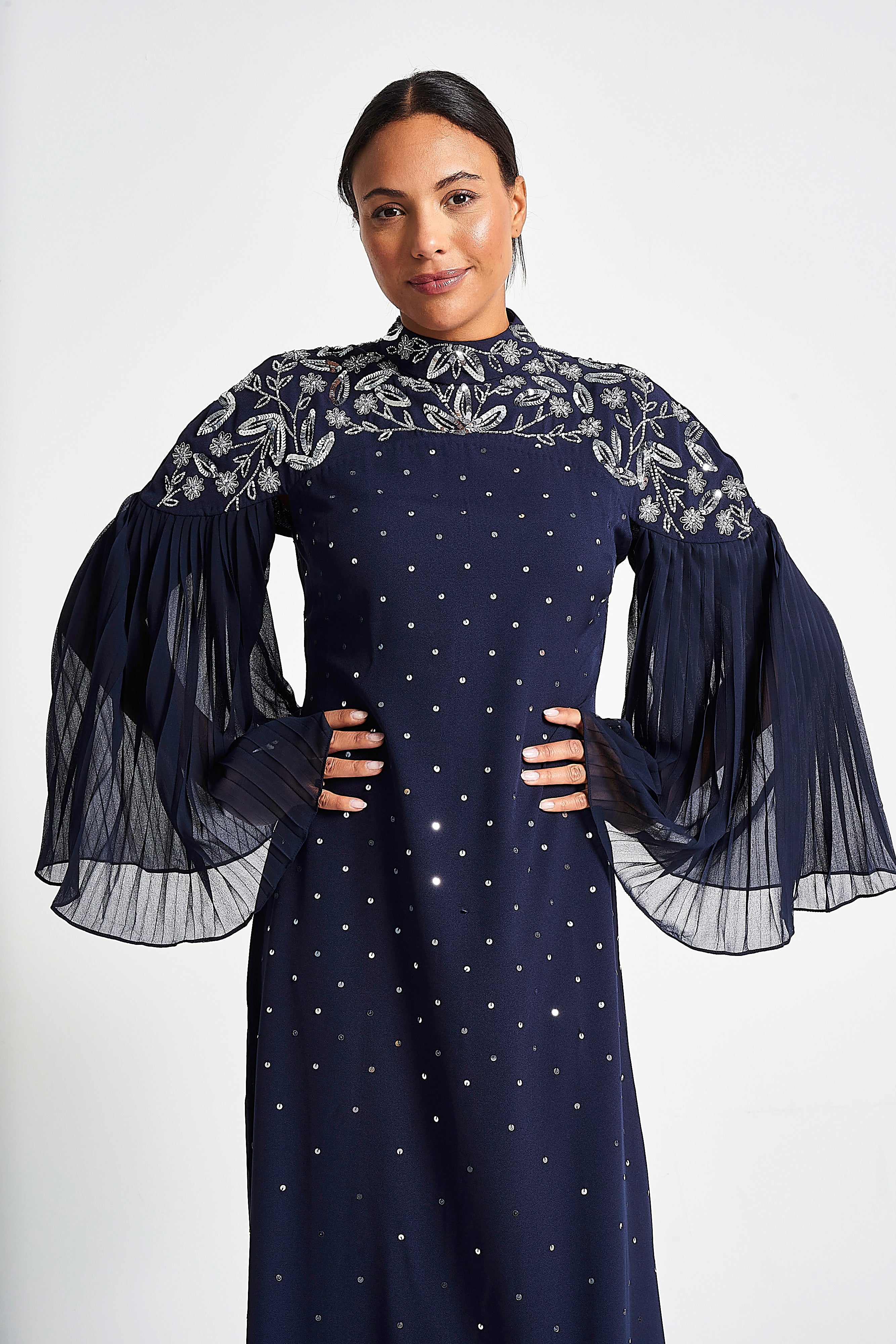 Arna Navy Sequin Maxi Dress