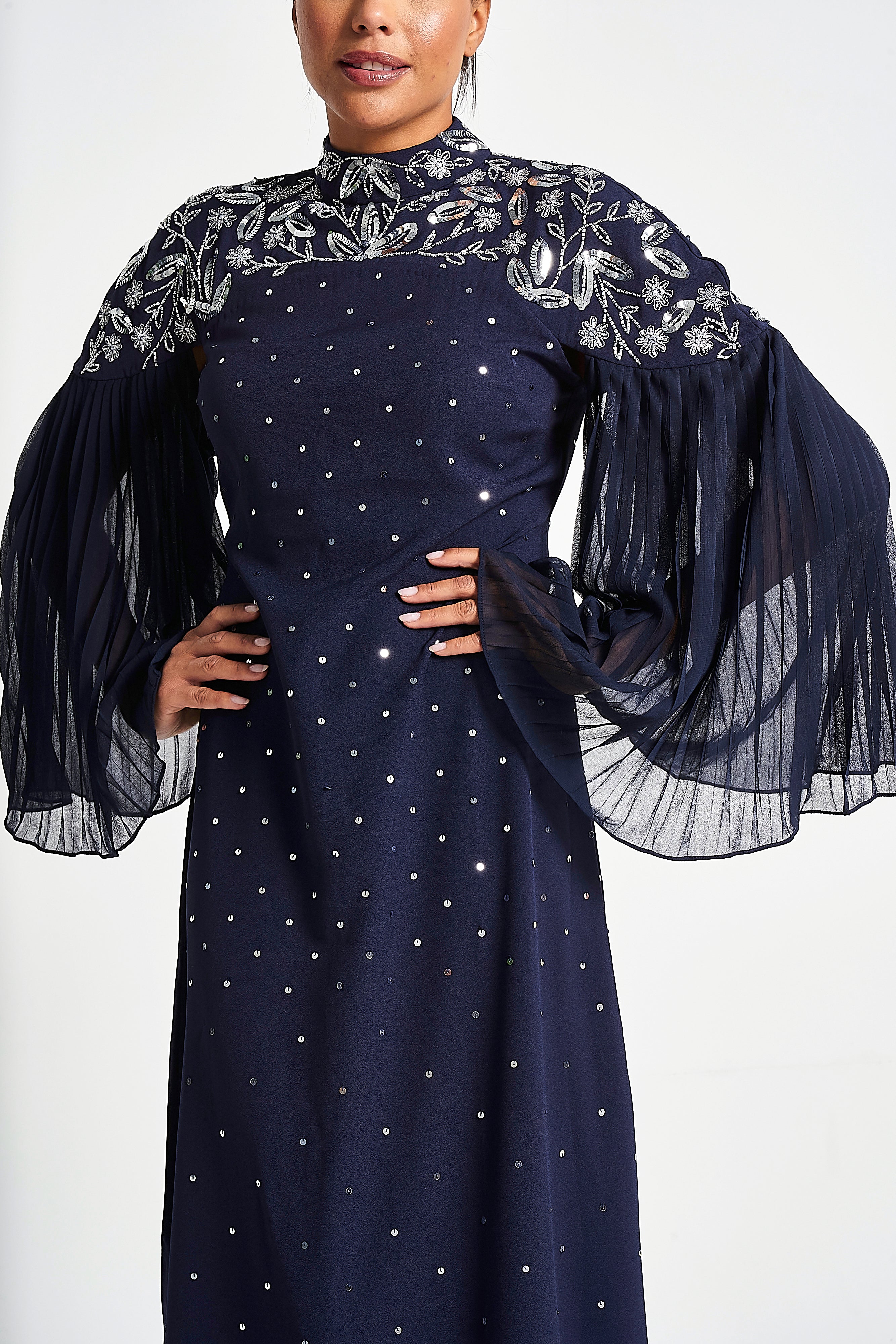 Arna Navy Sequin Maxi Dress