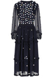 Astor Navy Floral Sequin Midi Dress