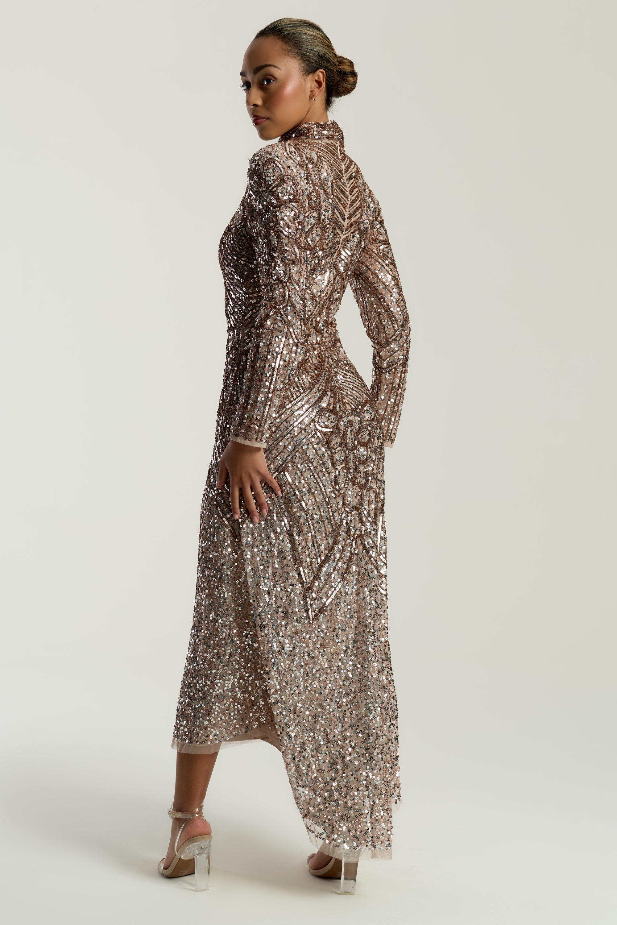 Audrey Embellished Dip Hem Midaxi Dress