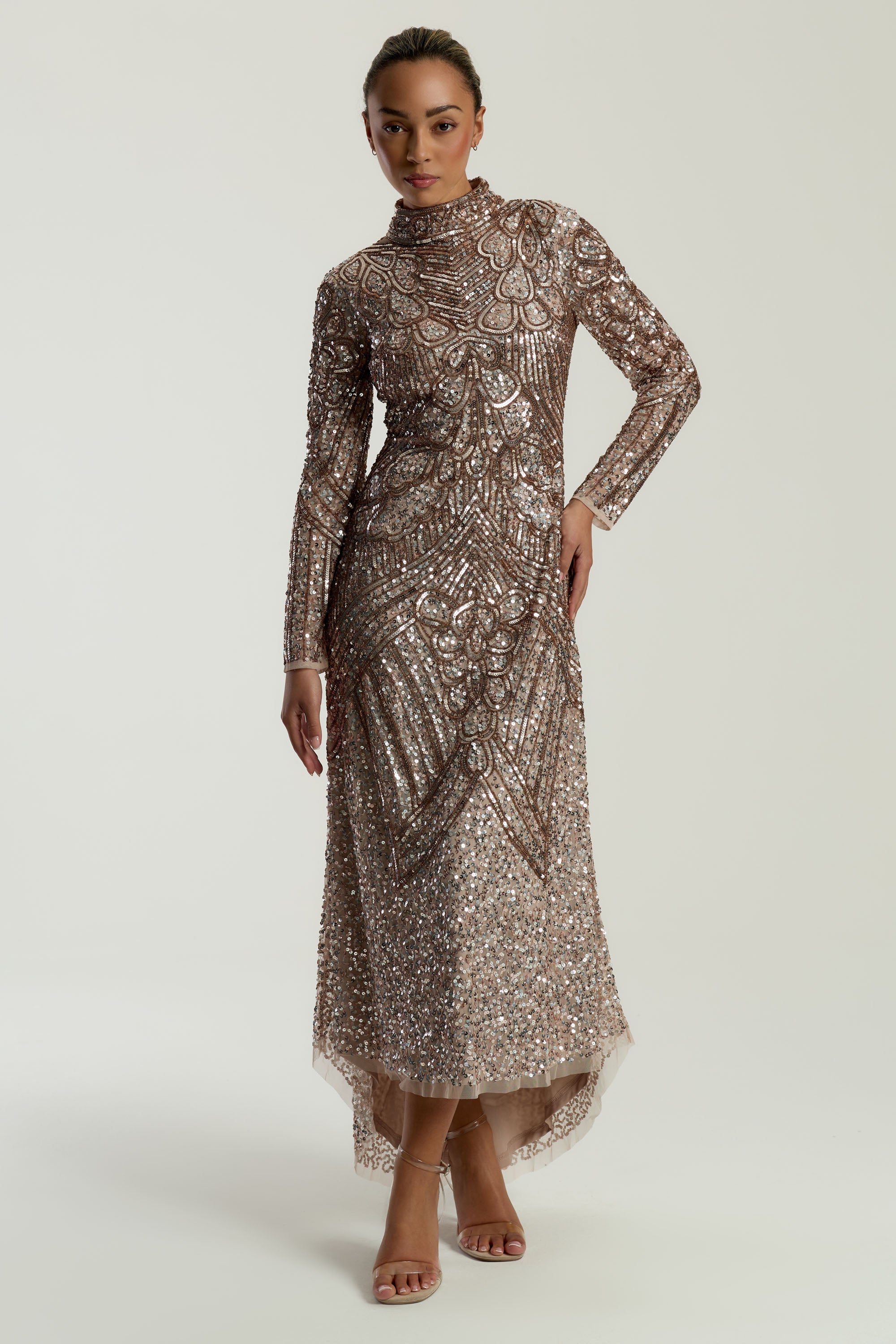 Audrey Embellished Dip Hem Midaxi Dress