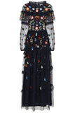 Avisa Floral Sequin Maxi Dress in Navy