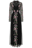 Azalea Black Floral Embroidered Maxi Dress