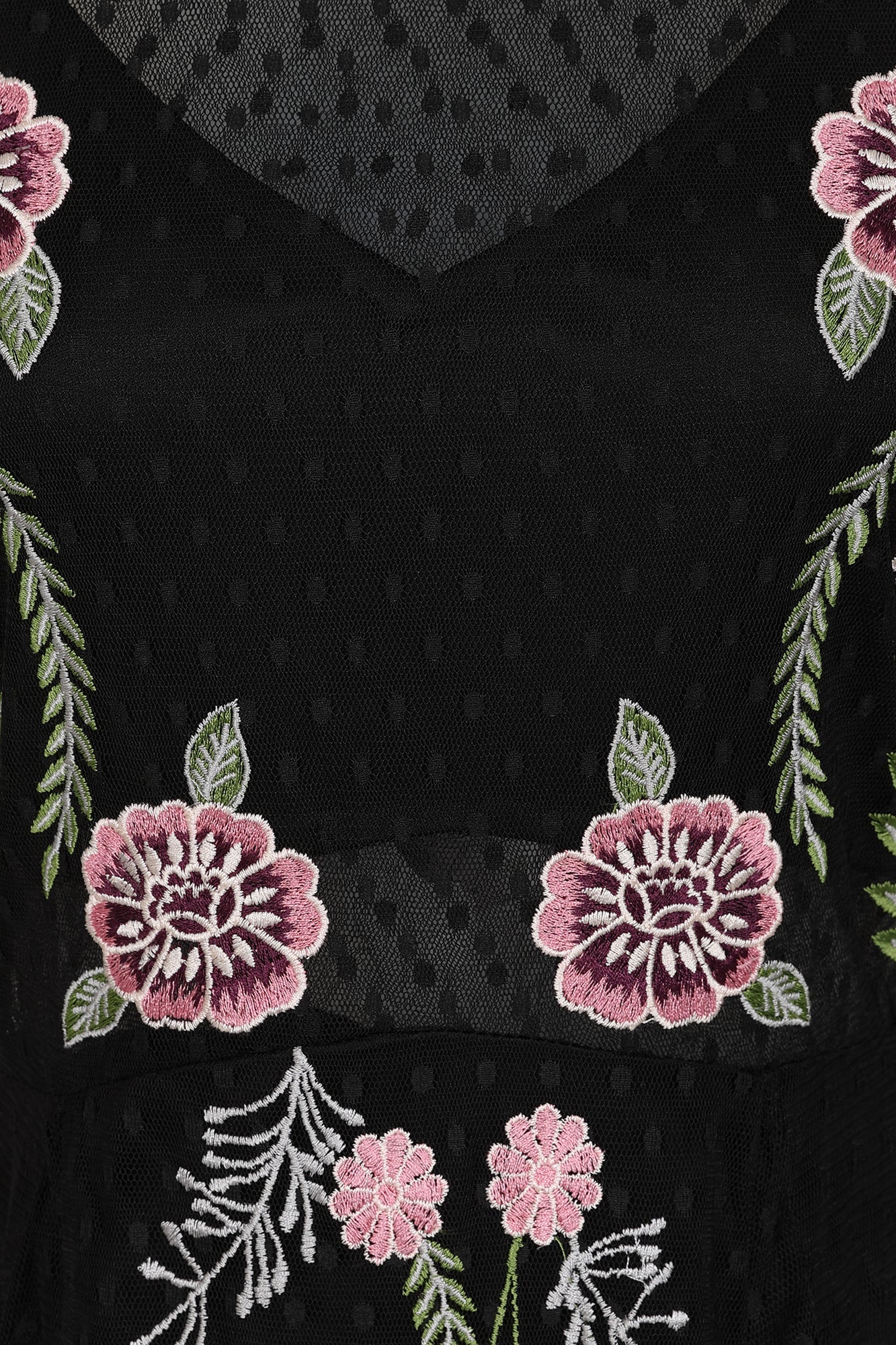 Azalea Black Floral Embroidered Maxi Dress