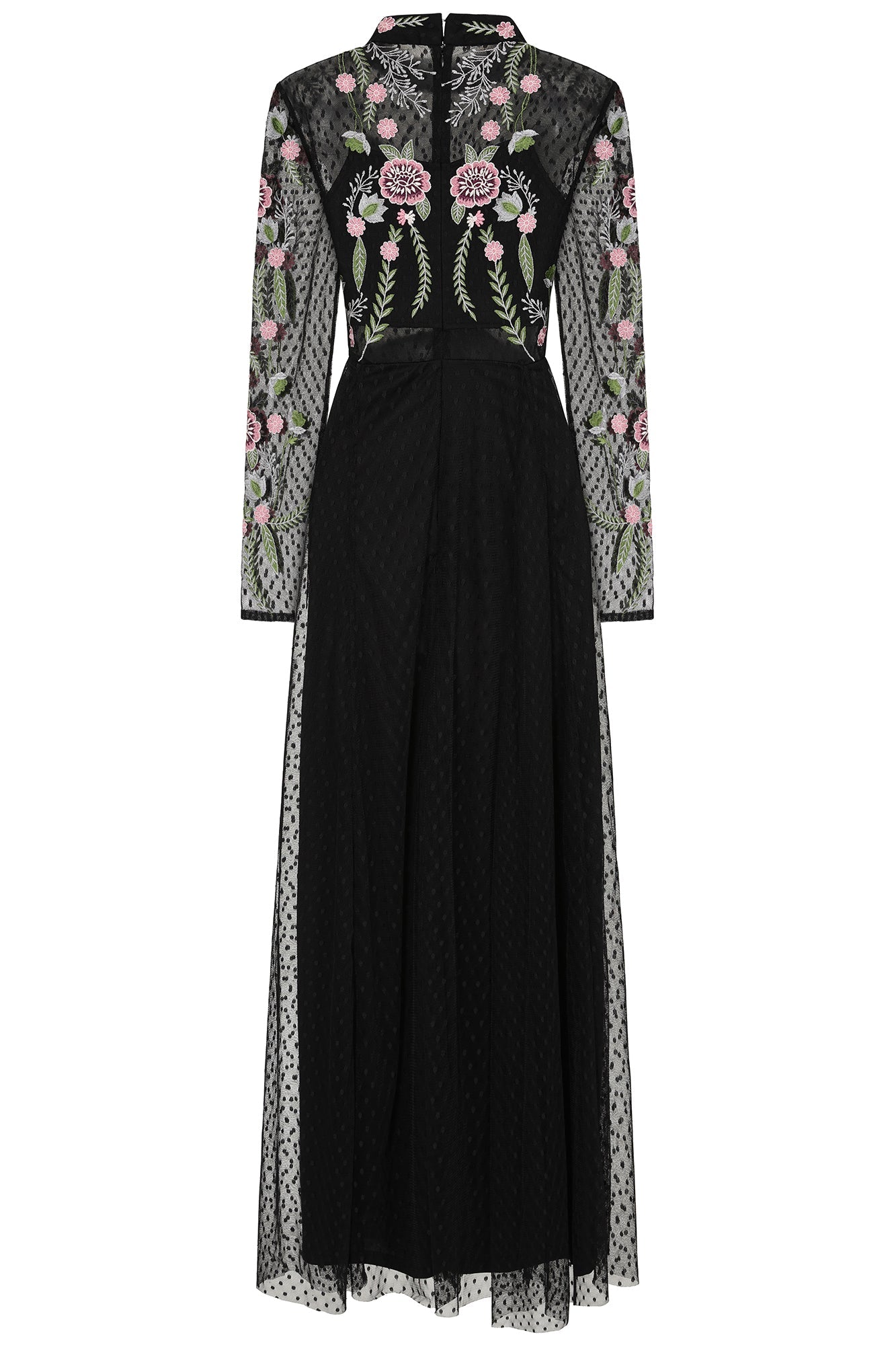 Azalea Black Floral Embroidered Maxi Dress