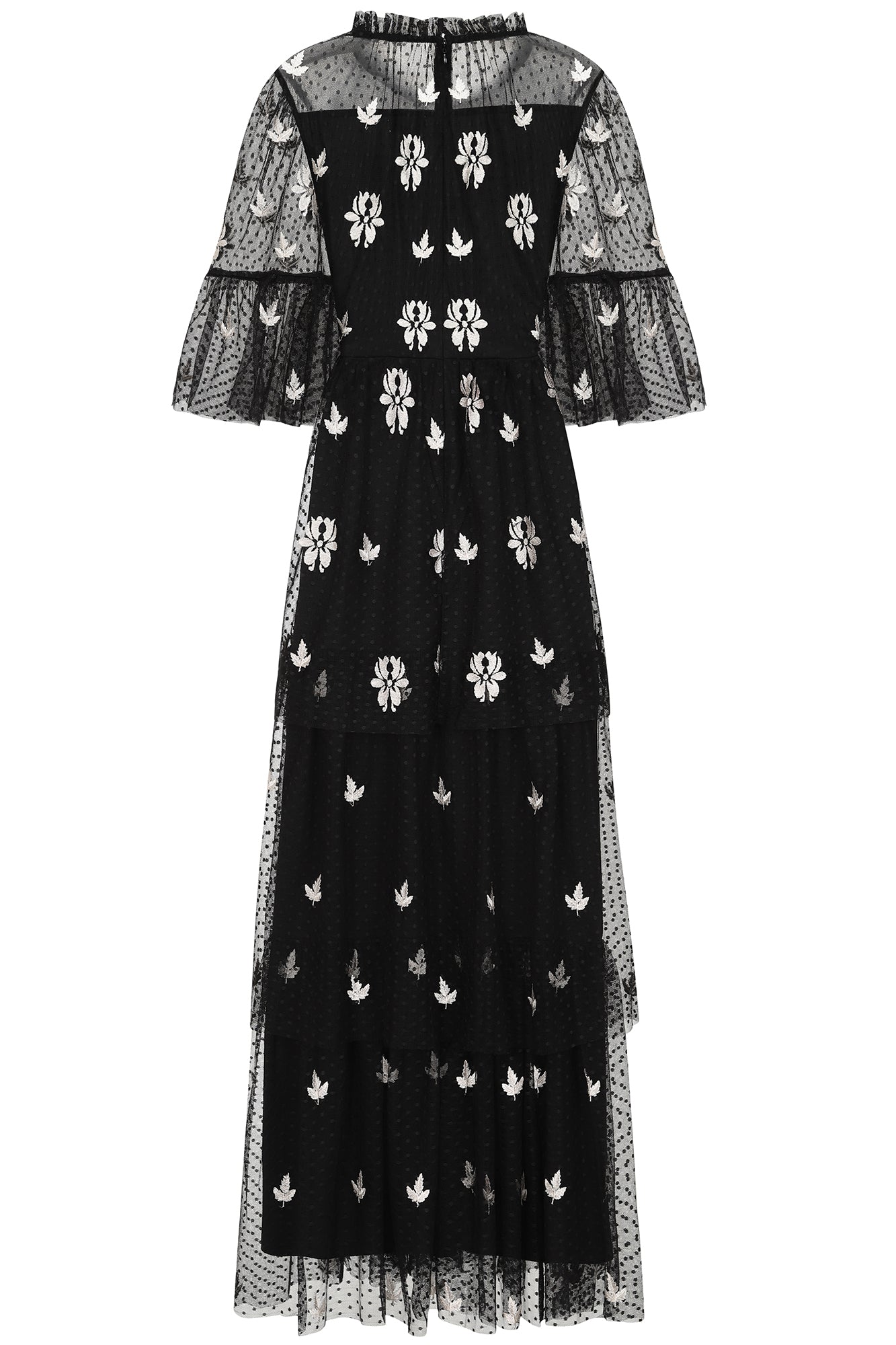 Baia Black Embroidered Tiered Maxi Dress