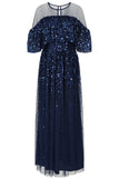 Beverly Sequin Maxi Dress - Navy