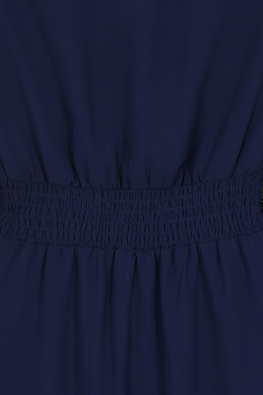 Brinna Navy Floral Embroidered Maxi Dress