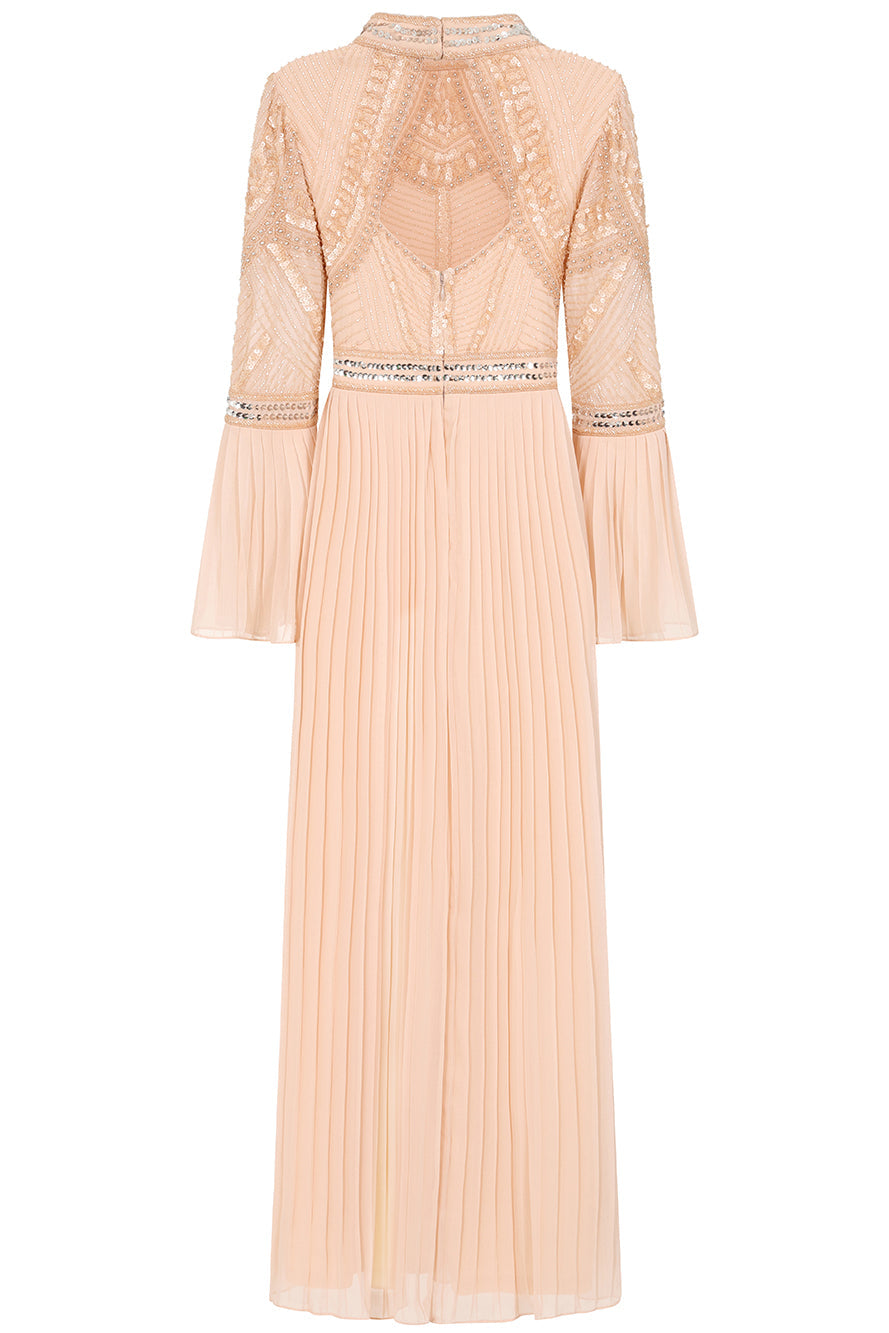Celia Nude Embellished Maxi Dress
