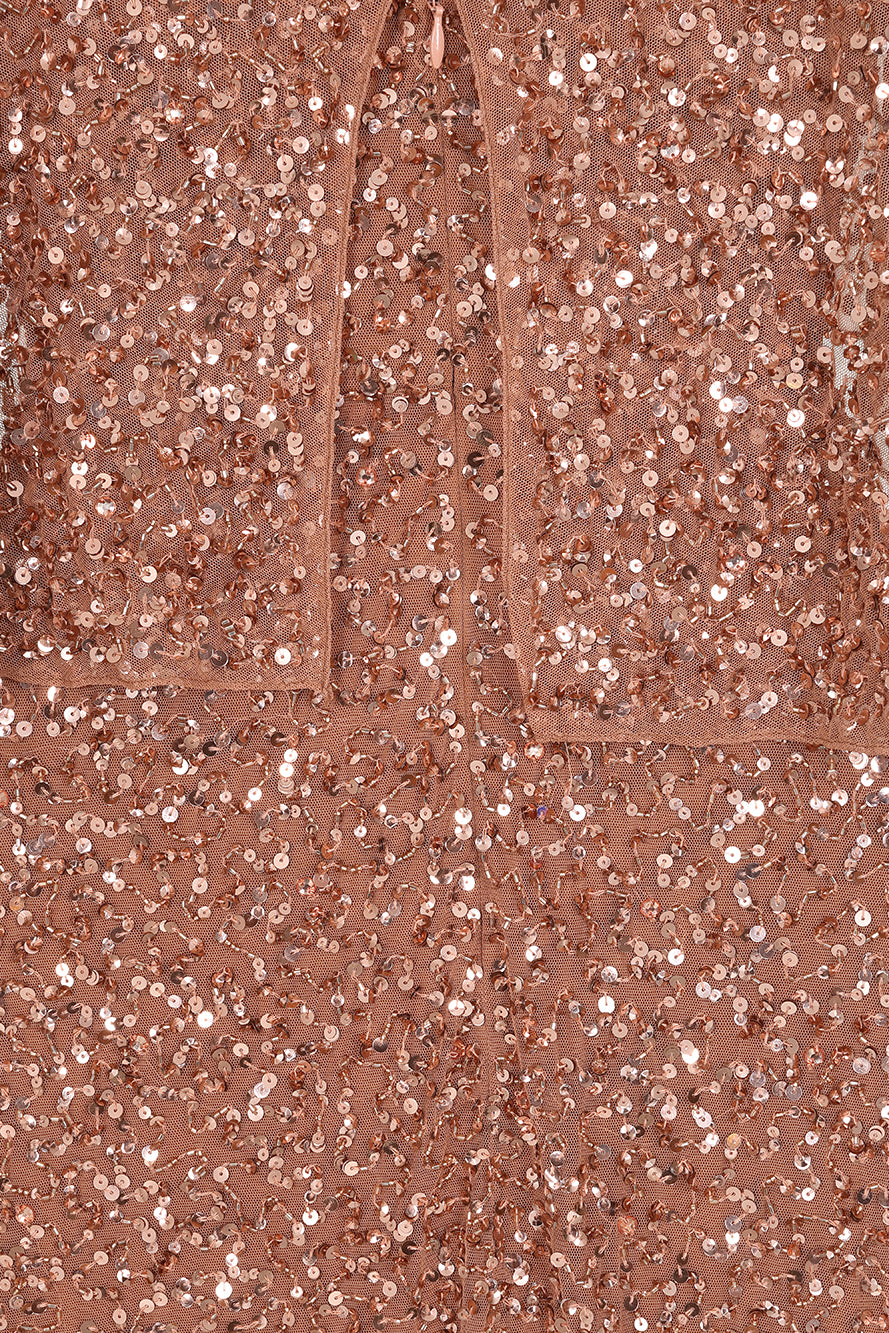 Charlotte Rose Gold Sequin Maxi Dress with Cape Detail