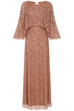 Charlotte Rose Gold Sequin Maxi Dress with Cape Detail