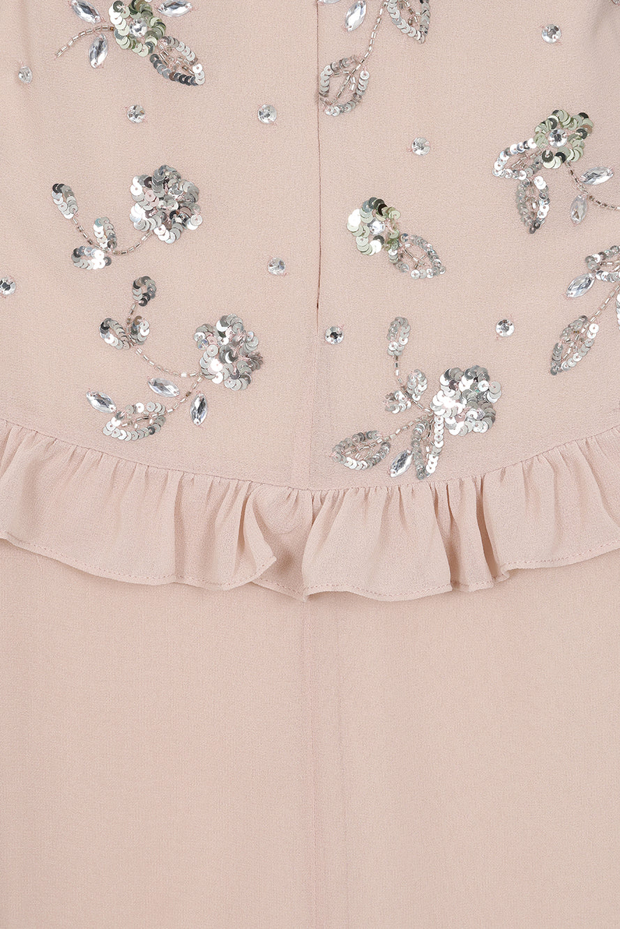 Chloe Blush Floral Embellished Maxi Dress
