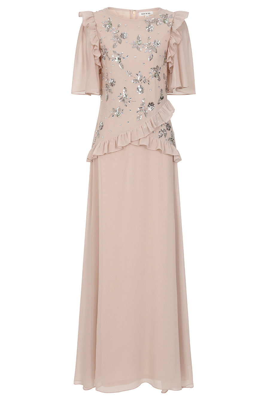 Chloe Blush Floral Embellished Maxi Dress