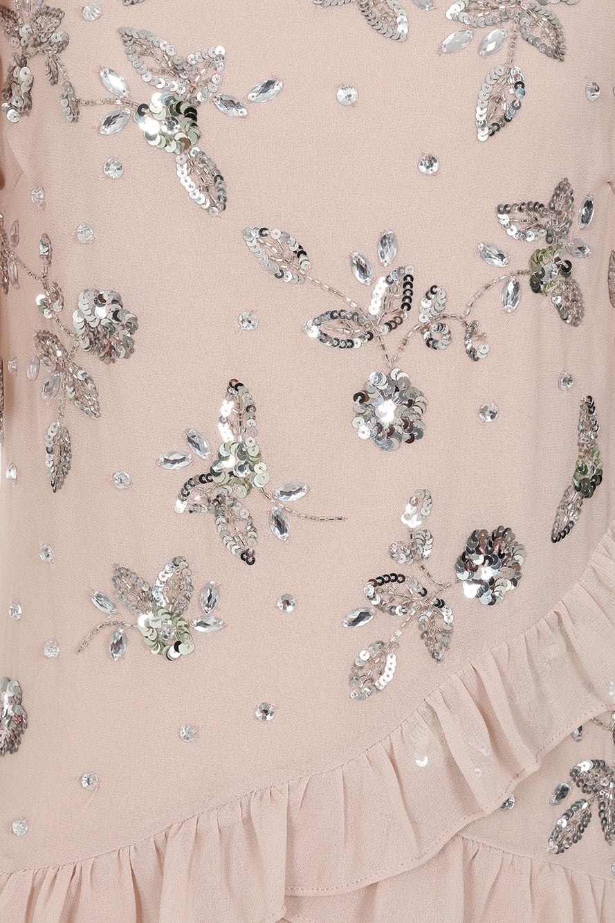 Chloe Blush Floral Embellished Maxi Dress