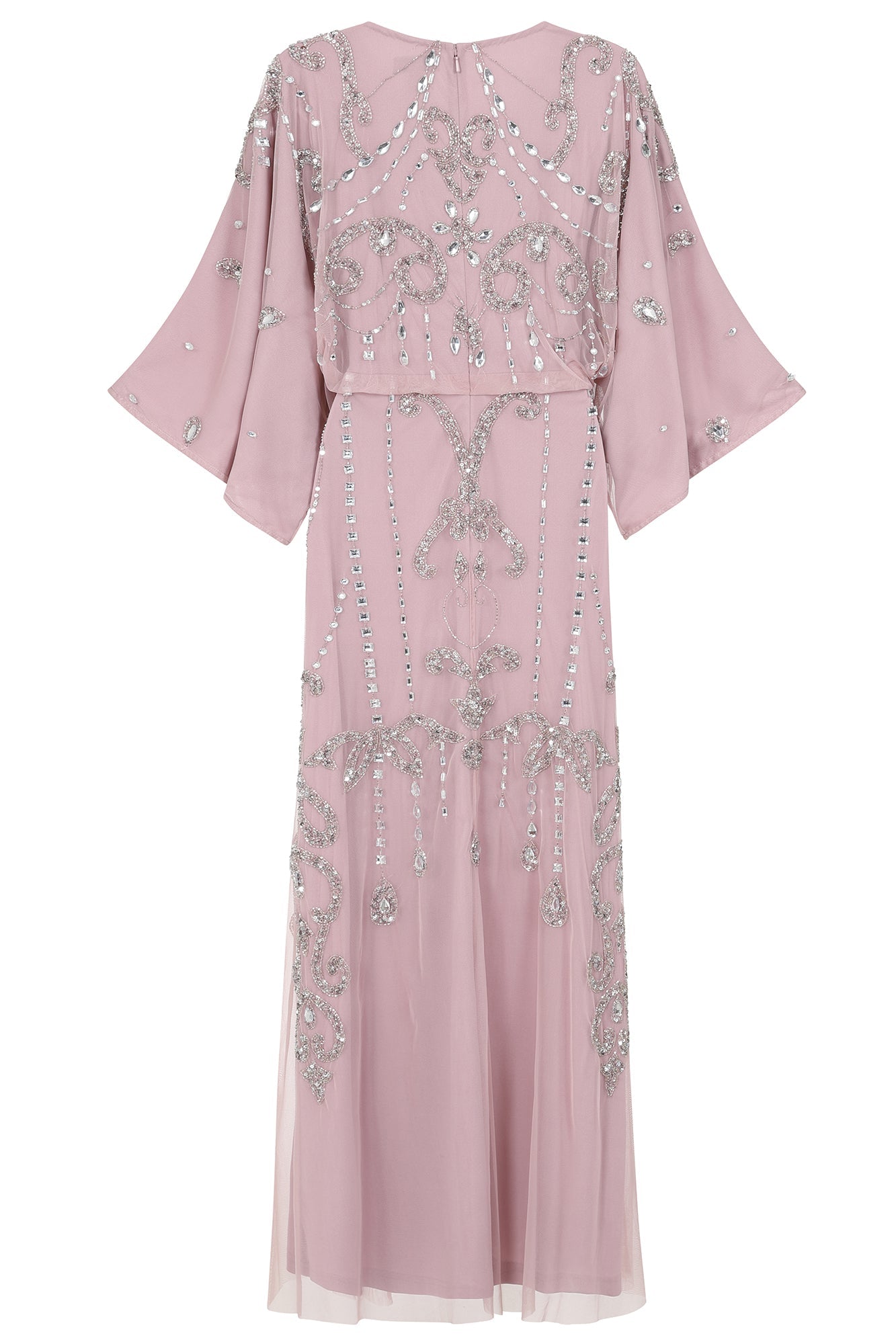 Christine Embellished Maxi Dress with Batwing Sleeves in Lilac