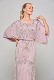 Christine Embellished Maxi Dress with Batwing Sleeves in Lilac