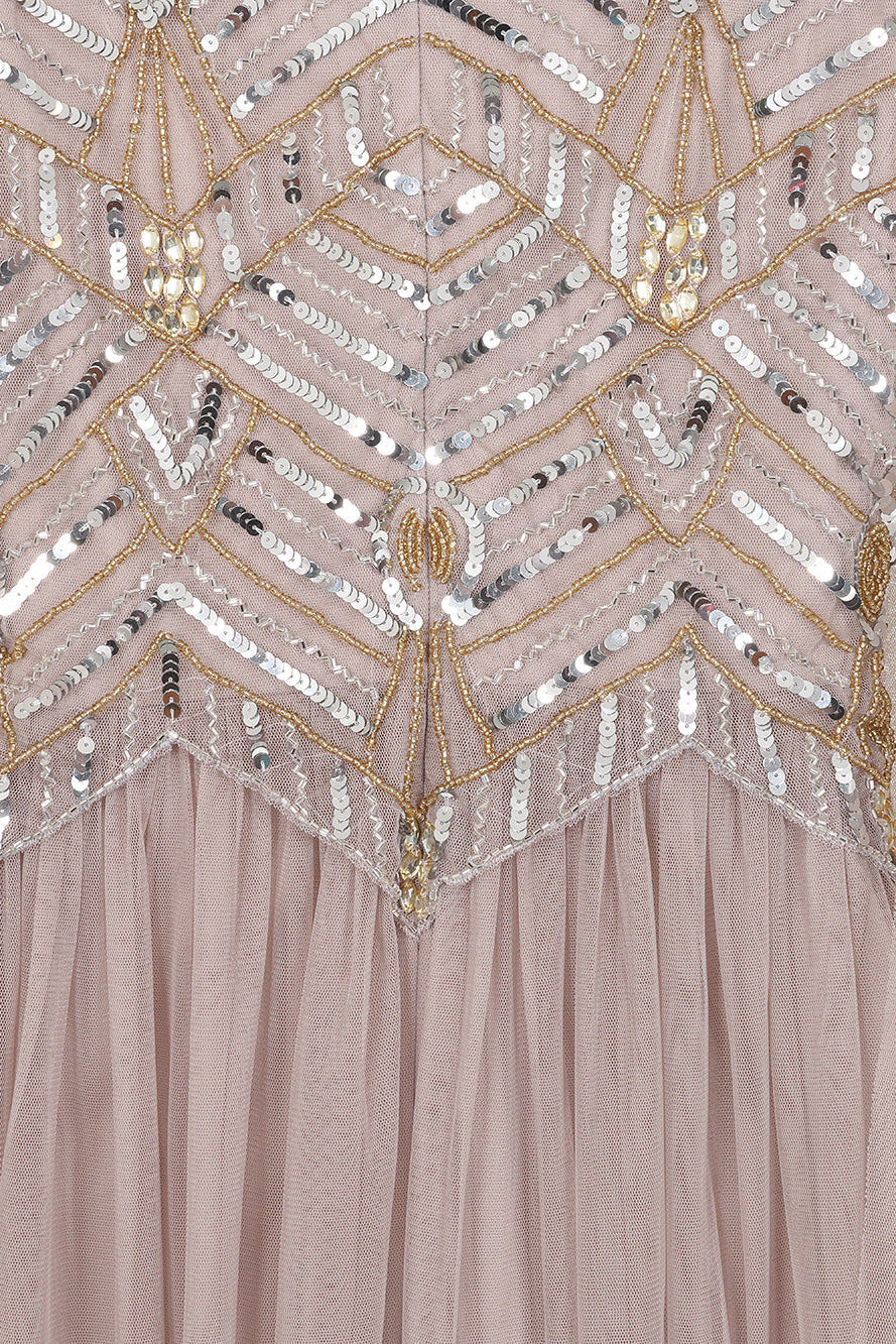 Clara Embellished Cape Sleeve Midi Dress