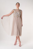 Clara Embellished Cape Sleeve Midi Dress