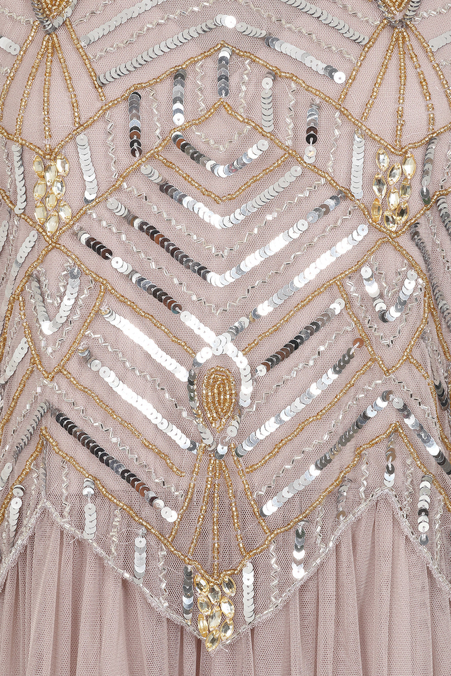 Clara Embellished Cape Sleeve Midi Dress