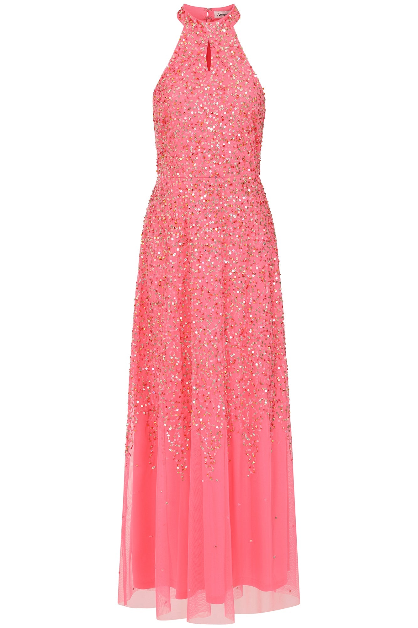 Cora Sequin Maxi Dress with Detachable Cape - Strawberry Pink