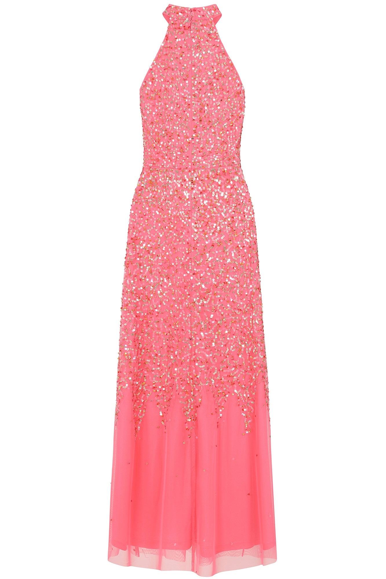 Cora Sequin Maxi Dress with Detachable Cape - Strawberry Pink