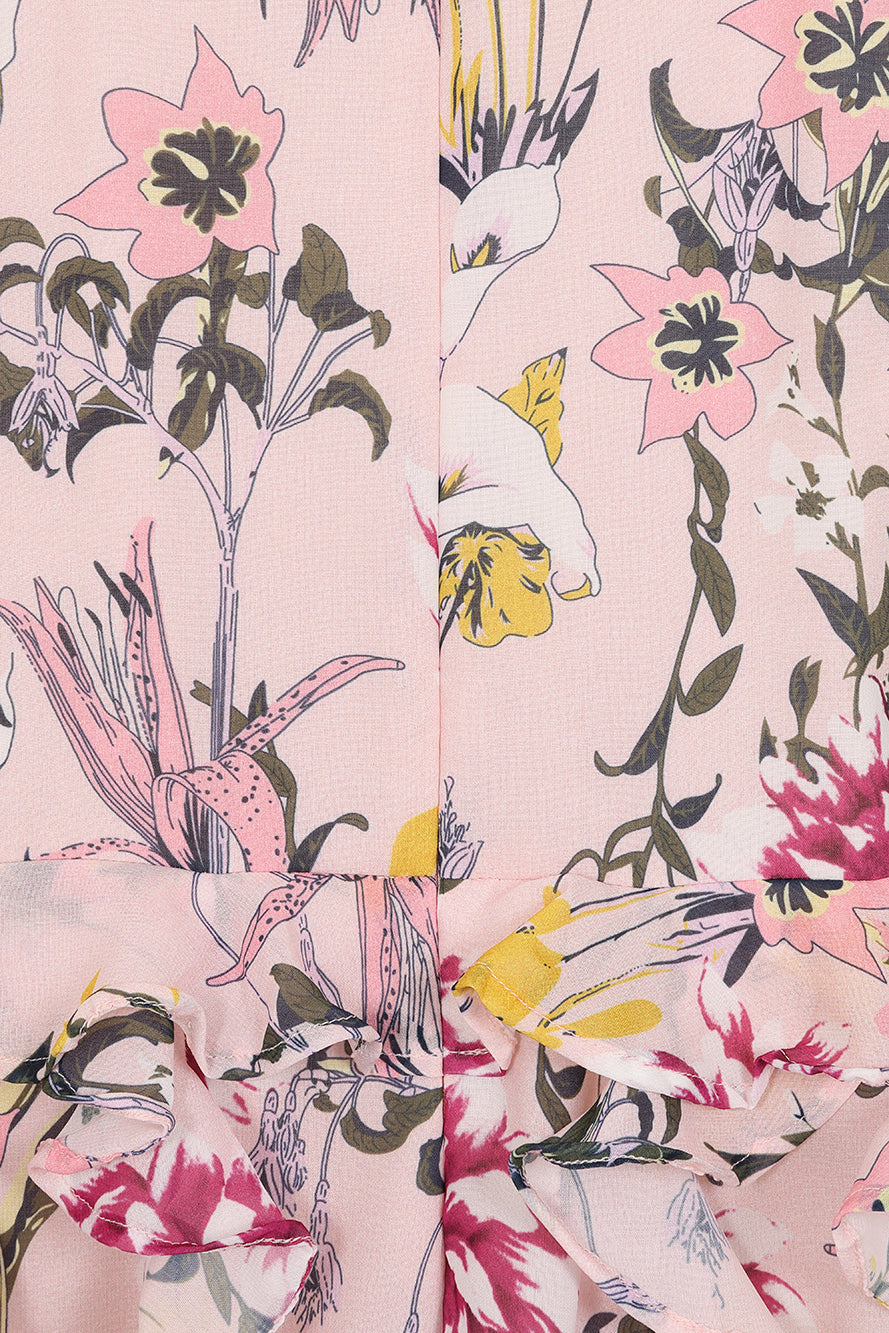 Corinna Pink Floral Print Midi Dress