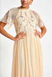 Cynthia Peach Embellished Maxi Dress