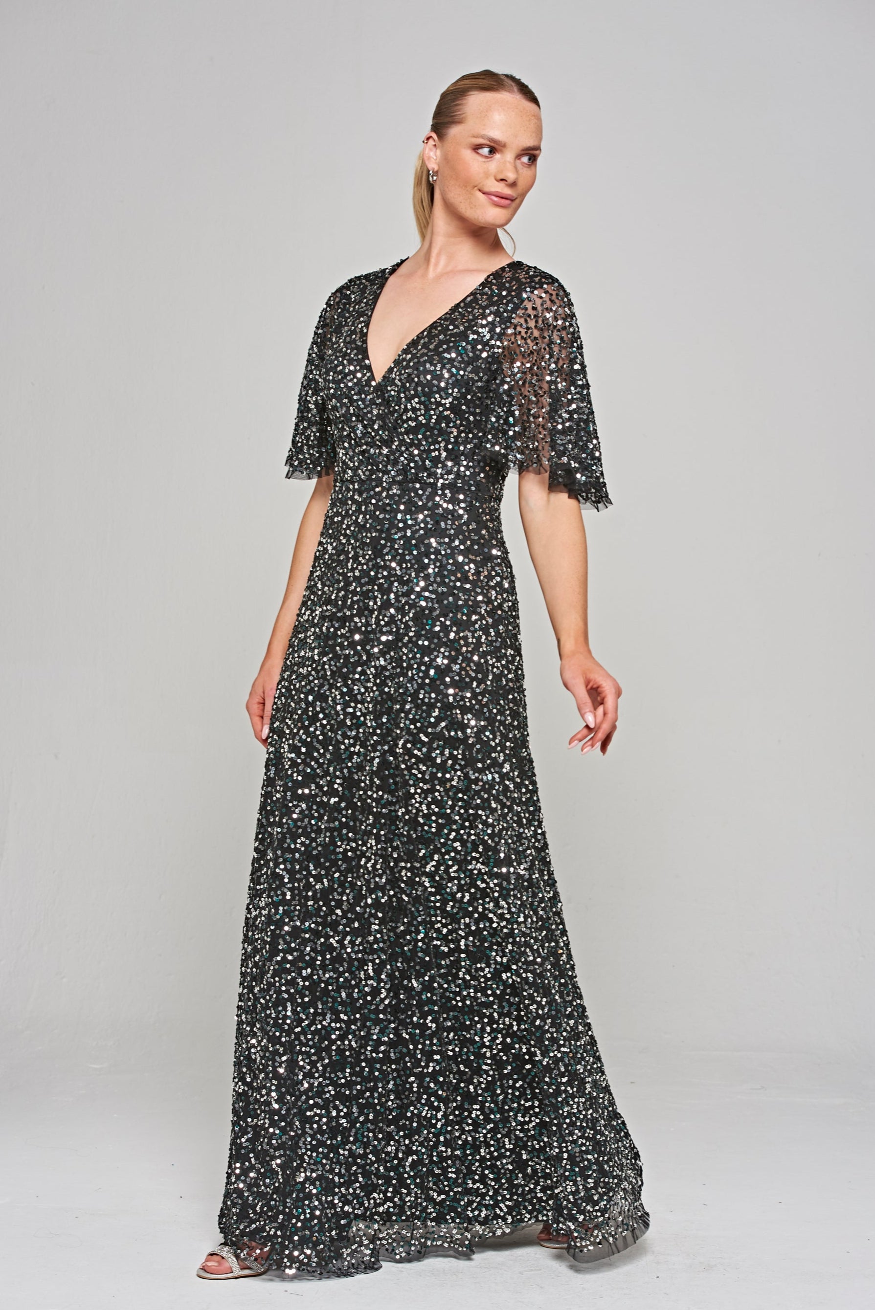 Dana Sequin Maxi Dress - Black