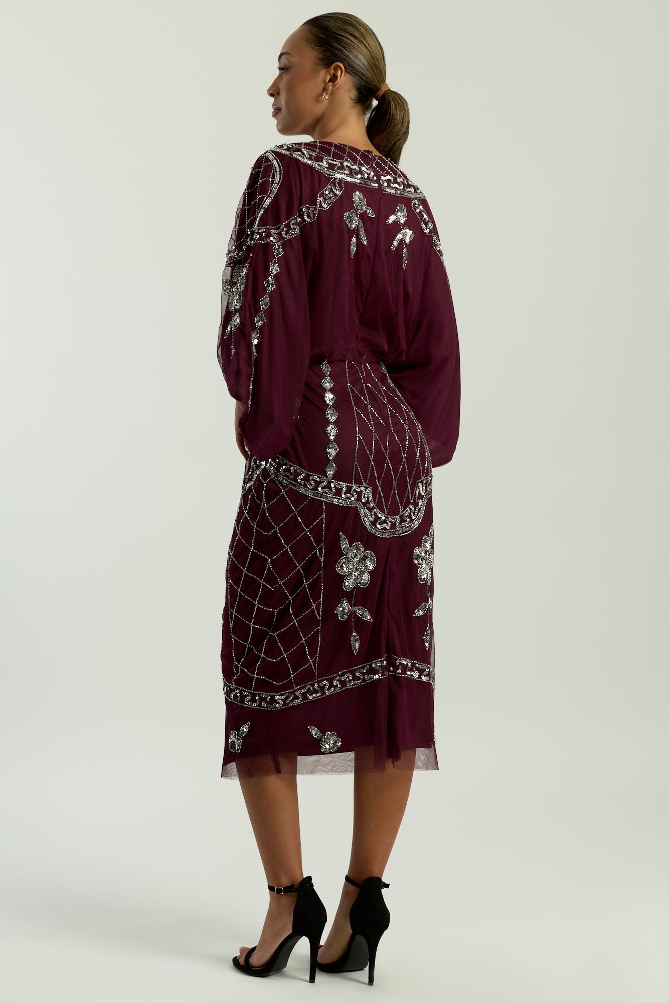 Danica Purple Embellished Midi Dress