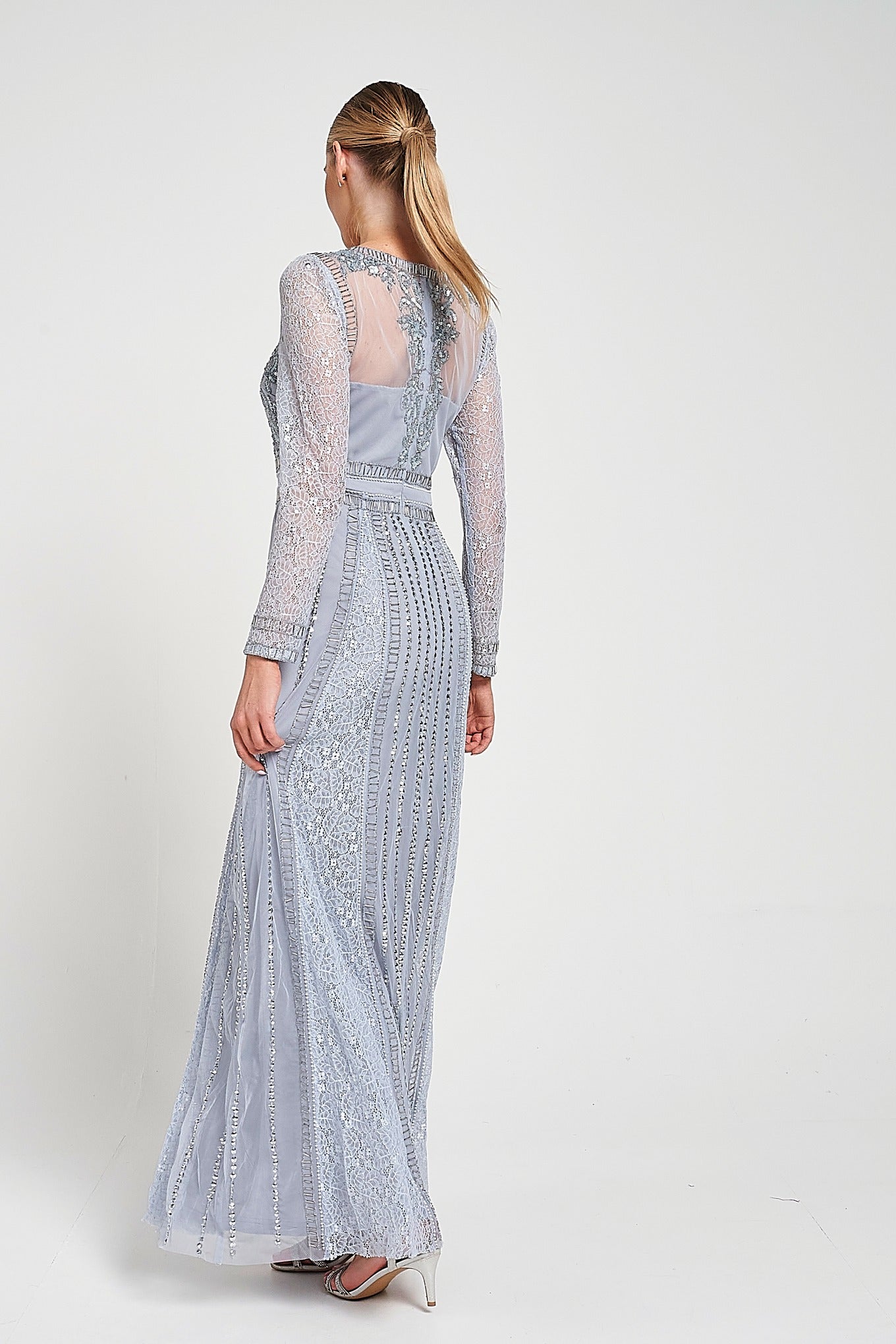 Daphne Grey Embellished Maxi Dress