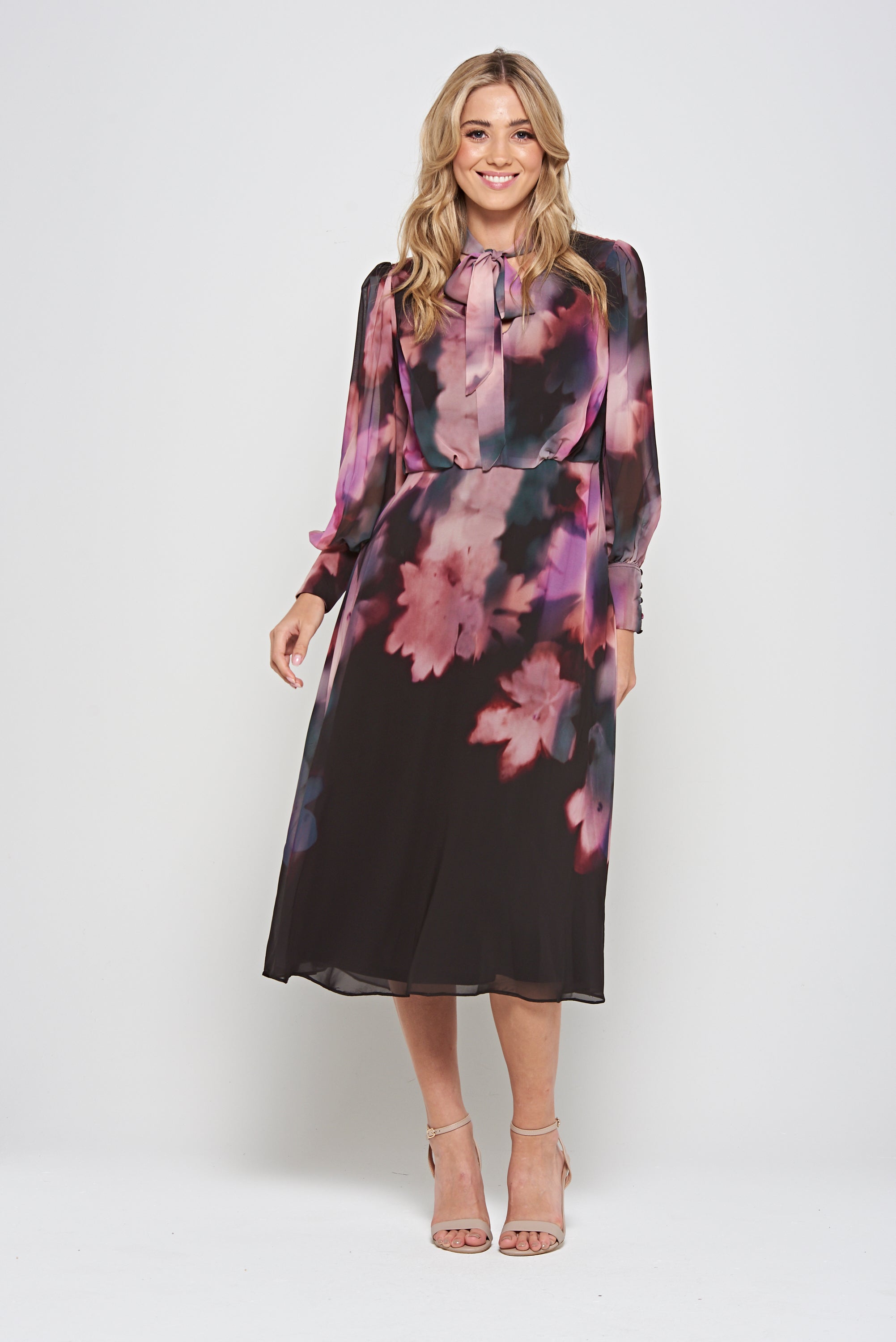 Darcy Black Floral Print Midi Dress