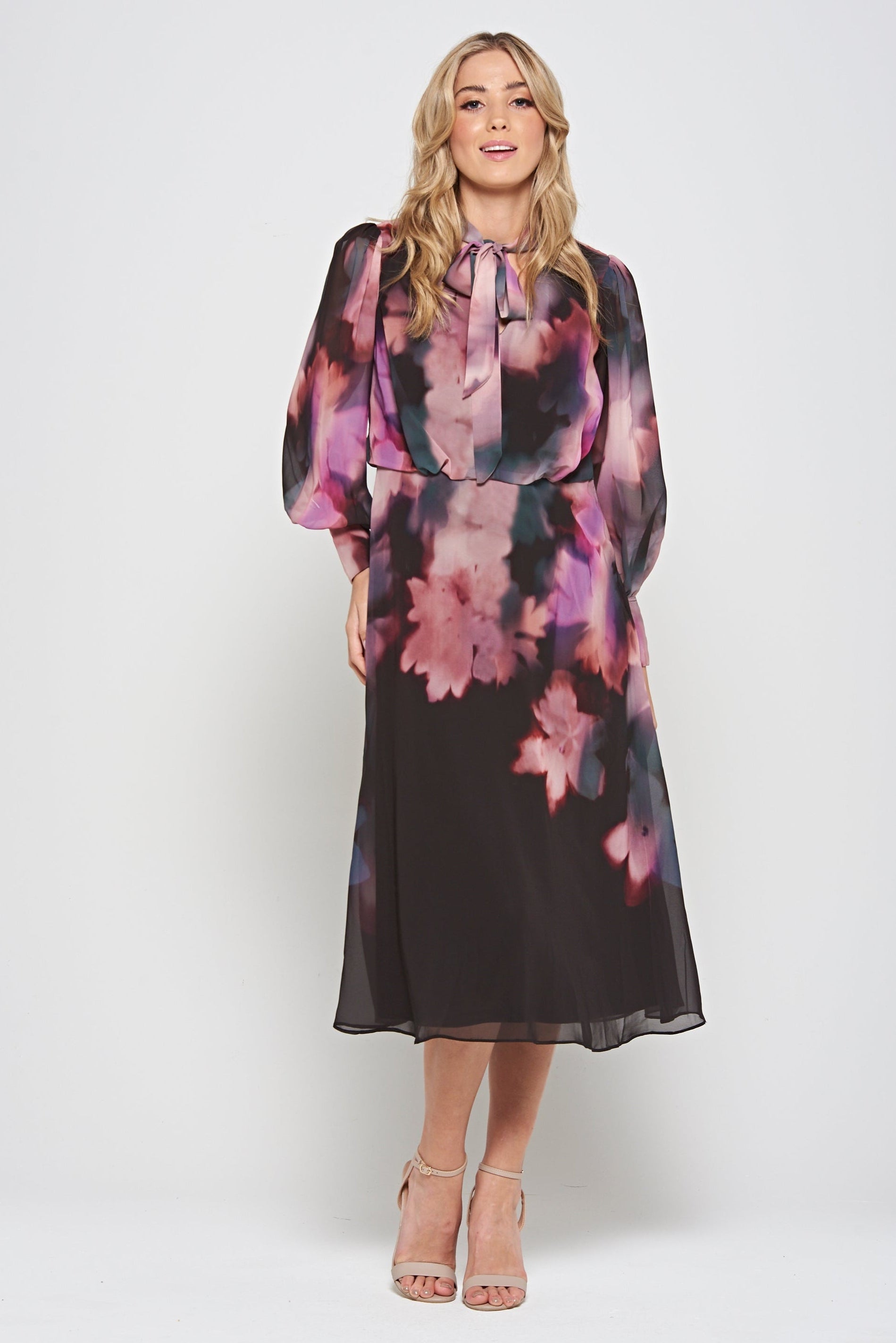 Darcy Black Floral Print Midi Dress