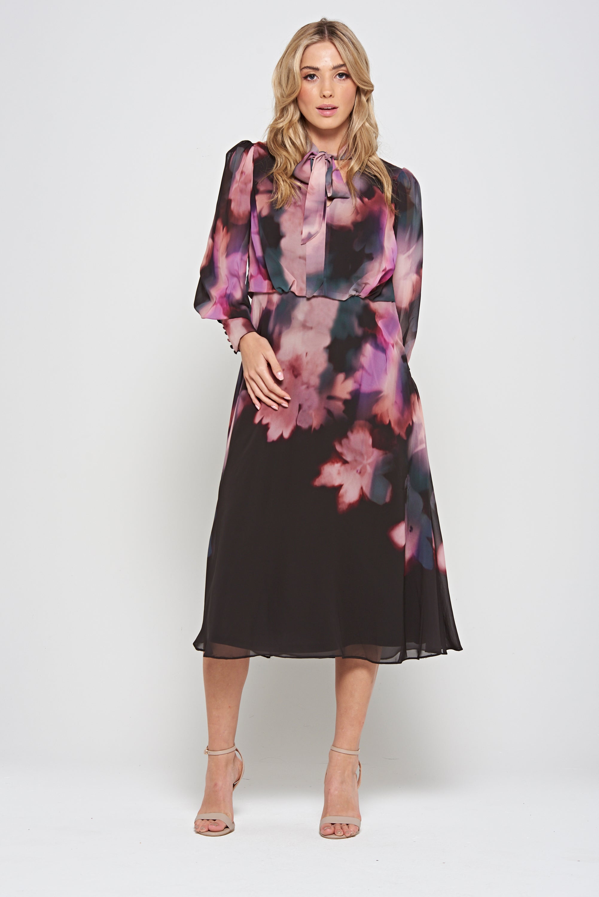 Darcy Black Floral Print Midi Dress