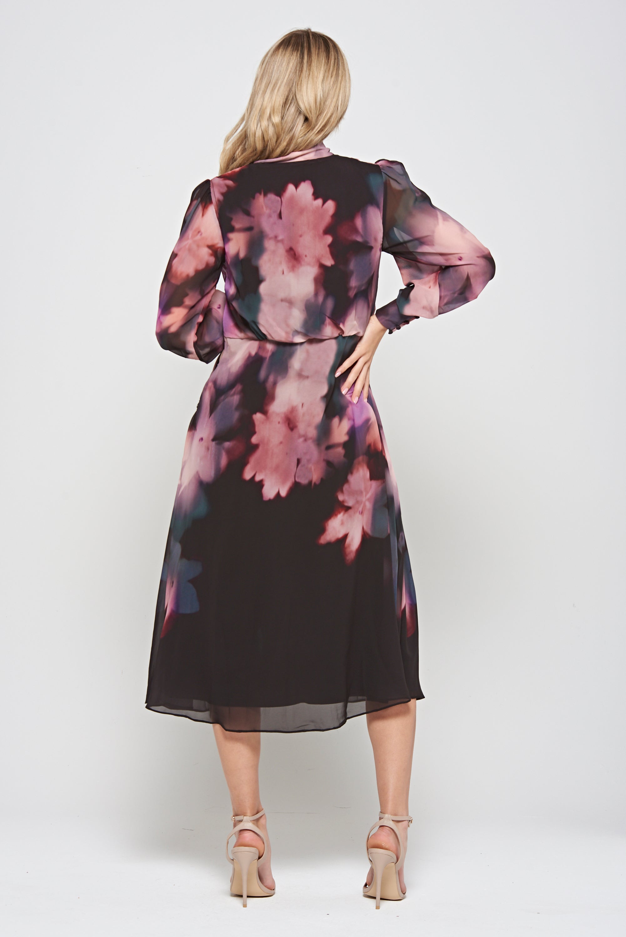 Darcy Black Floral Print Midi Dress