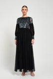 Dariane Black Sequin Maxi Dress 