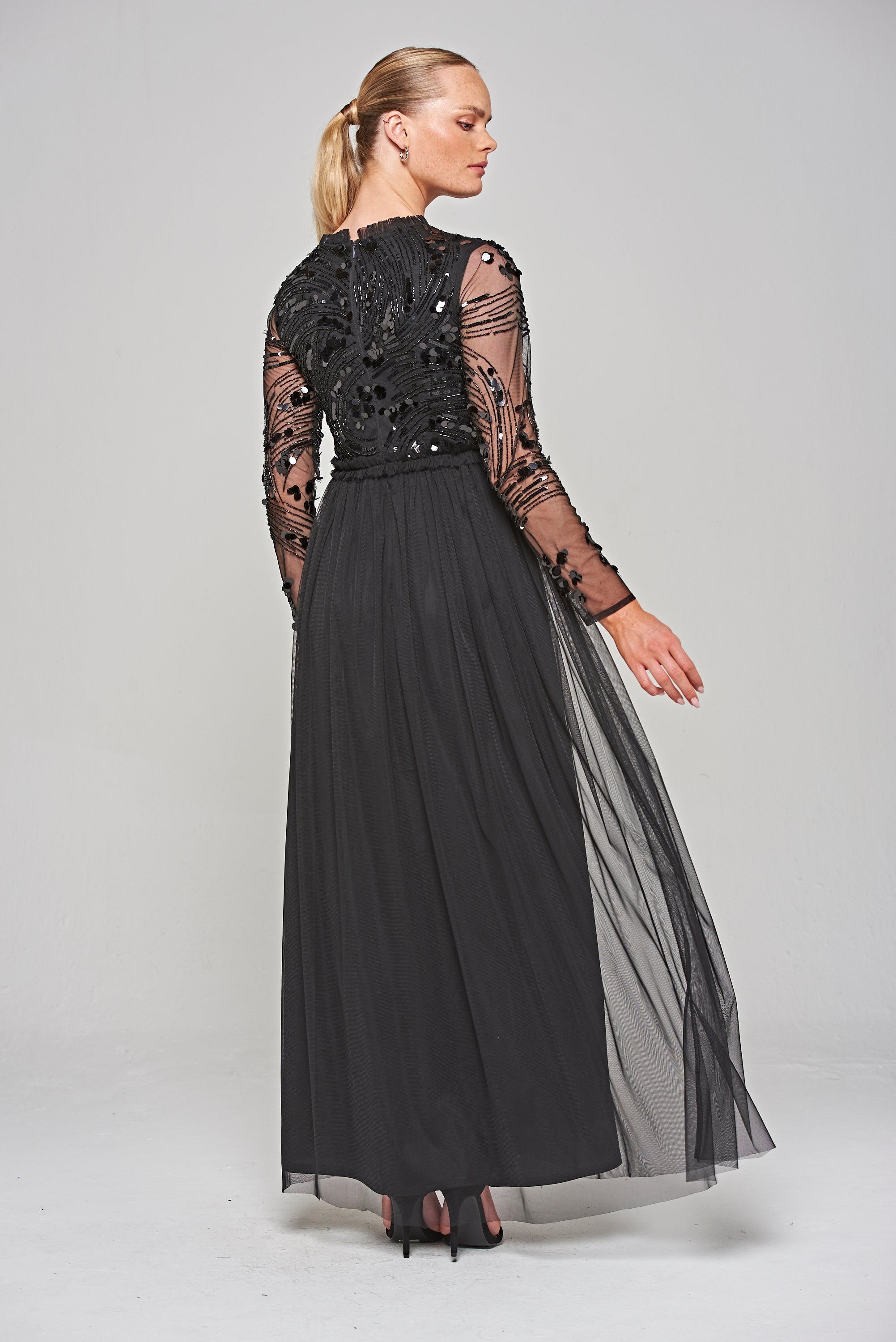 Darlene Sequin Maxi Dress - Black