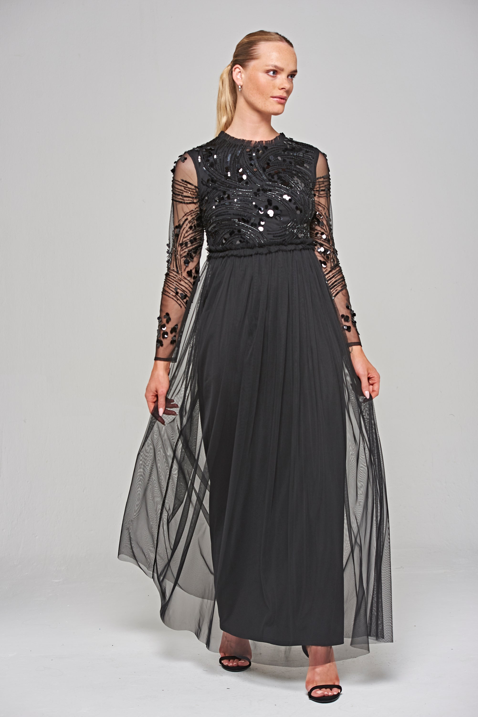 Darlene Sequin Maxi Dress - Black