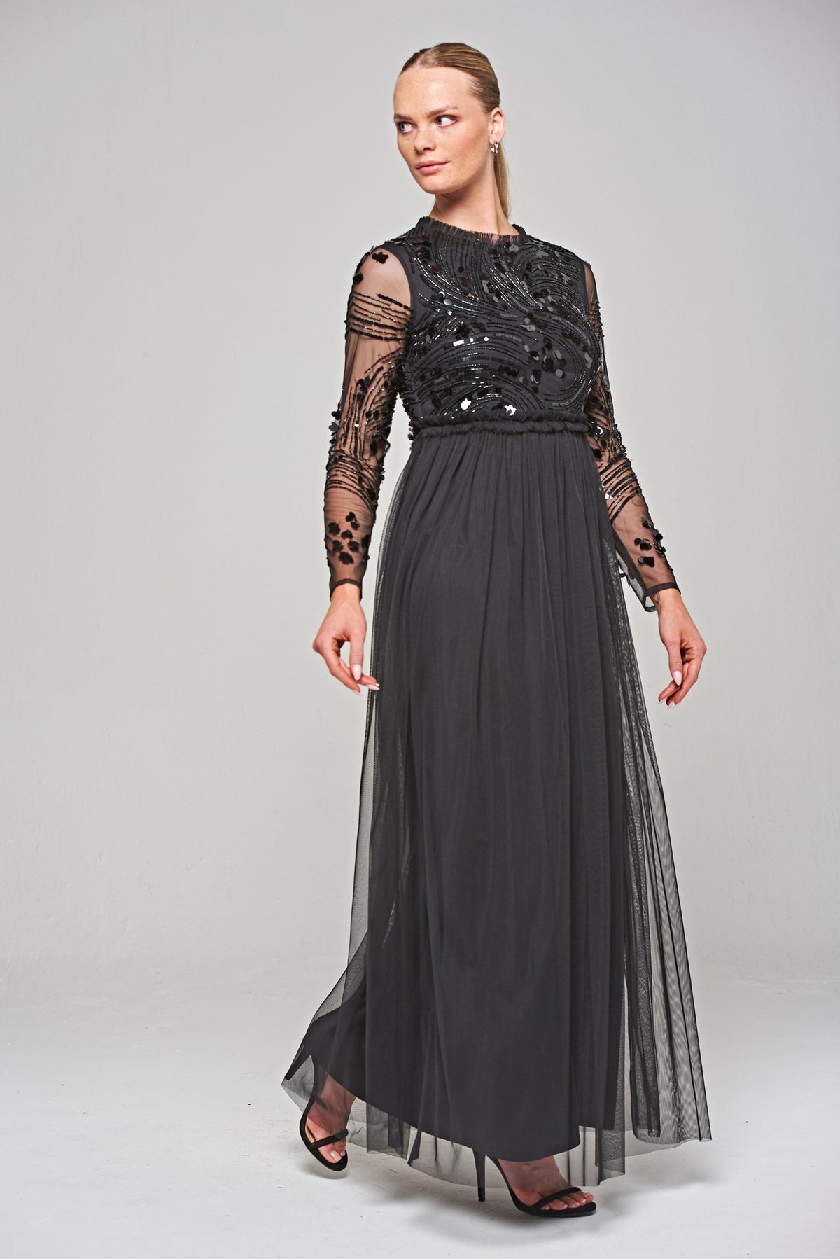 Darlene Sequin Maxi Dress - Black