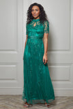 Darya Alpine Green Embellished Maxi Dress