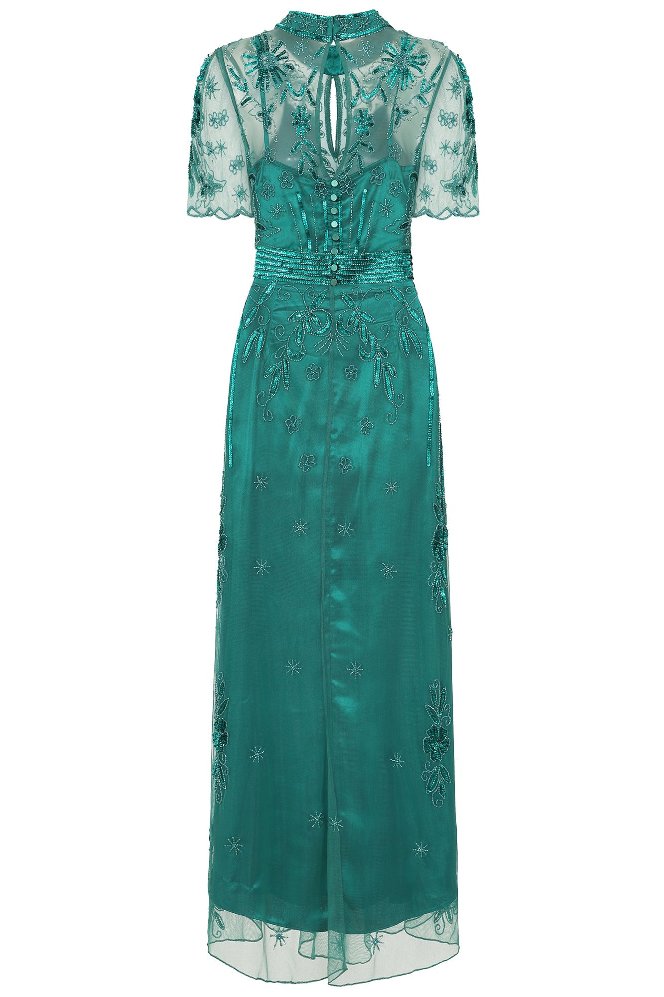 Darya Alpine Green Embellished Maxi Dress