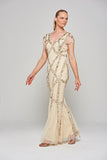 Deanna Sequin Maxi Dress in Champagne