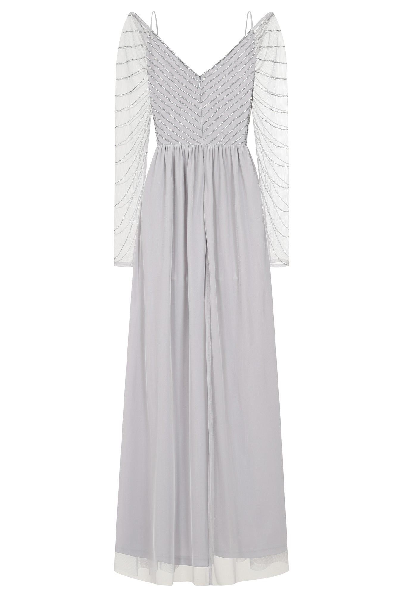 Denise Cold Shoulder Embellished Maxi Dress Grey