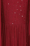 Dorothy Sequin Midi Dress with Cape - Burgundy