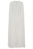 Dorothy Sequin Midi Dress with Cape - White