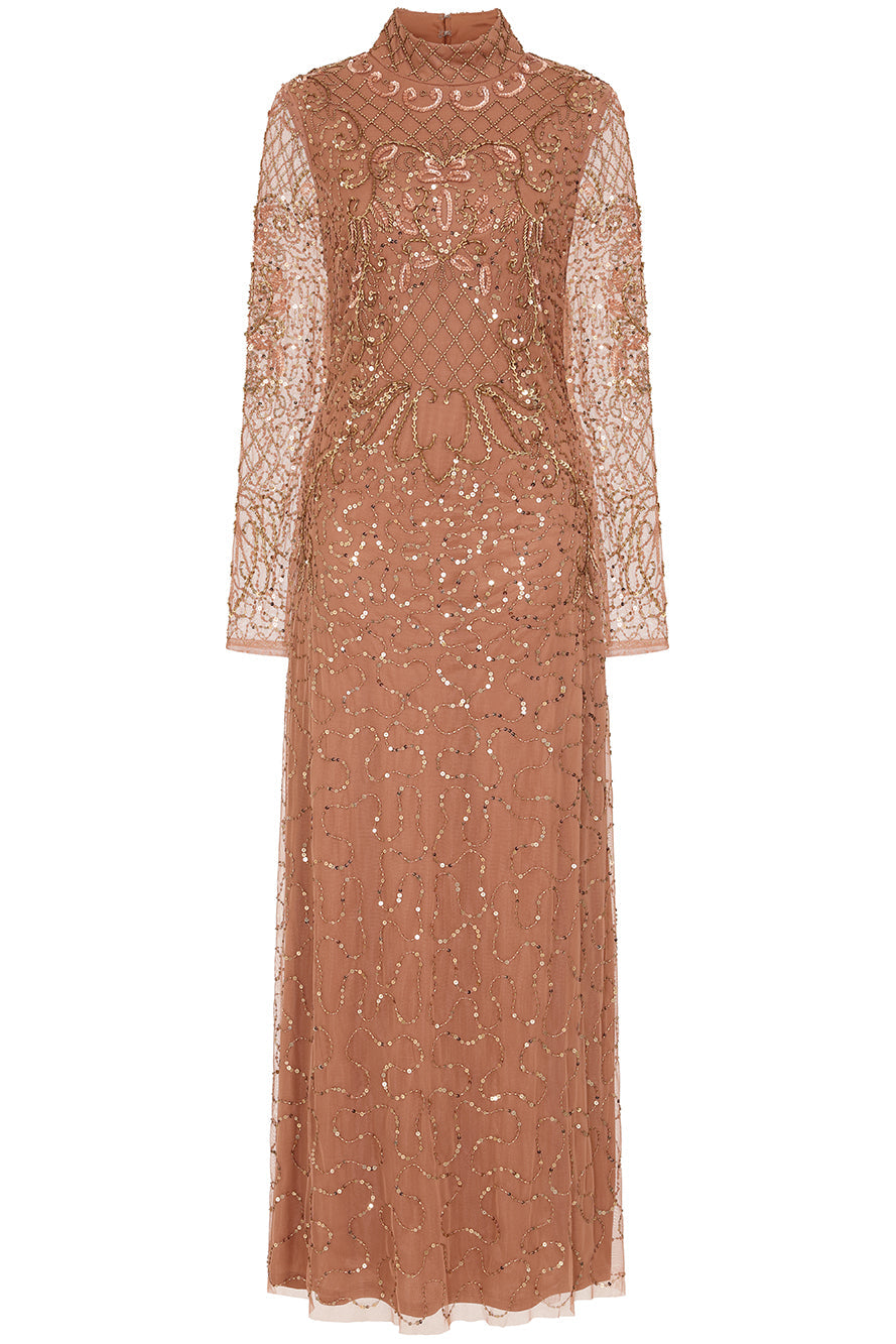 Edina Bronze Embellished Maxi Dress